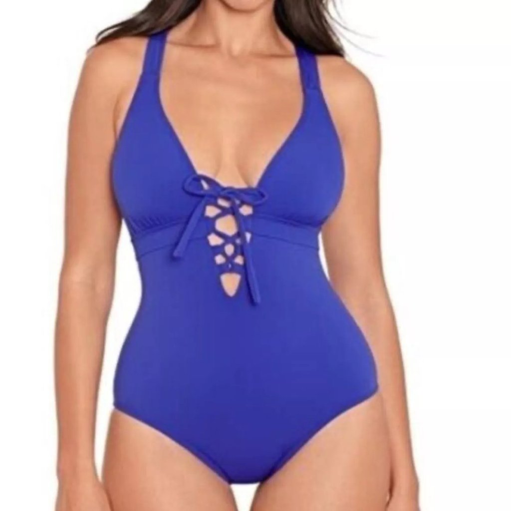 Miraclesuit Skinnydippers Jelly Beans Peach One-Piece Swimsuit Blue Xl